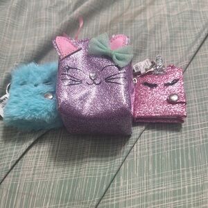 Claire's Purple and Pink Cat Glitter Bag